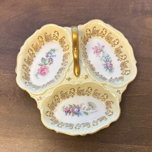 Vintage/Antique Limoges France Fonde en 1789 3 Section Candy/Nut Dish W/ Handle